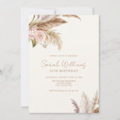 Invitation Elégant Boho Pampas Floral 30e anniversaire (Devant)