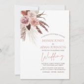 Invitation Elégant Boho Pampas Grass Mariage en terre cuite (Devant)