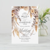 Invitation Elegant Boho Pampas Grass Wreath Rustic Wedding (Debout devant)