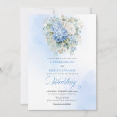 Invitation Elegant Boho Pastel Blue Hydrangea Wedding Invite (Devant)