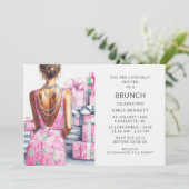 Invitation Élégant Boho Pink Brunch (Debout devant)