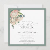 Invitation Elegant Boho Protea Fête des mariées aquarelle (Devant)