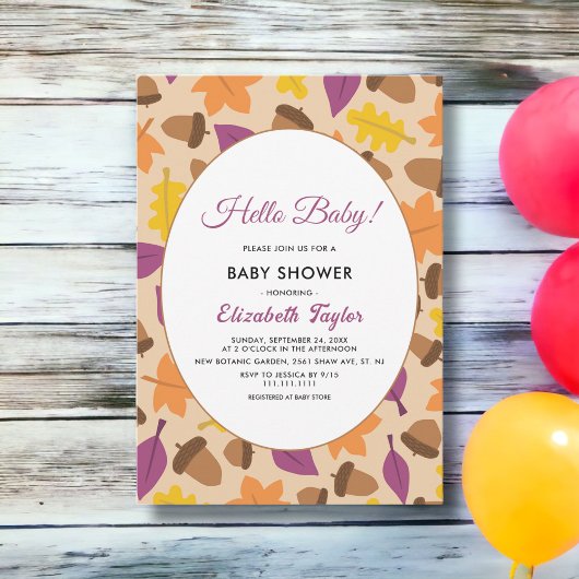 Invitation Elégant Boho Purple Fall Baby shower floral