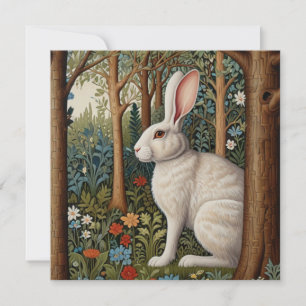 Invitation Élégant boho rétro blanc abbit boisé
