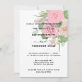 Invitation Elégant Boho rose blanc bouquet Mariage (Devant)