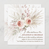 Invitation Élégant Boho rose Blush Floral Mariage chrétien (Devant / Derrière)