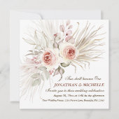 Invitation Élégant Boho rose Blush Floral Mariage chrétien (Devant)