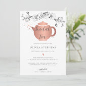 Invitation Elégant Boho Rose or Orchidées Thé nuptial (Debout devant)