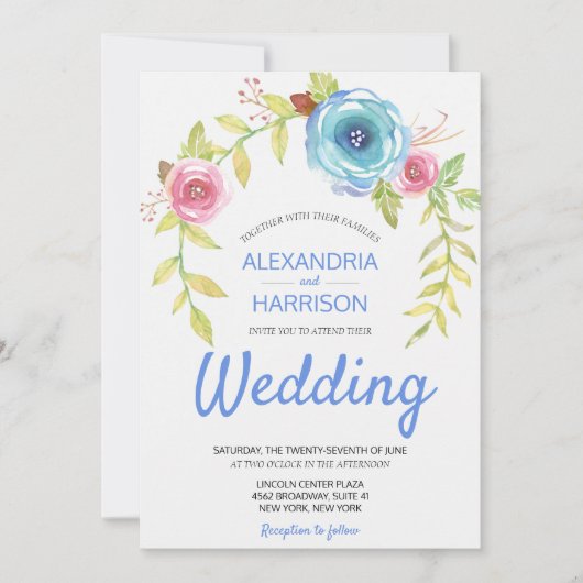 Invitation Elégant Boho Rose Rose Rose Rose Rose Mariage Arc (Devant)