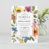 Invitation Elegant Boho Rustic Fleur sauvage Mariage d'été (Debout devant)