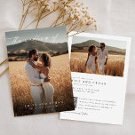 Invitation Elegant Boho Rustic QR Code Mariage photo<br><div class="desc">Donnez le ton avec un faire-part de mariage photo qui ressemble à une couverture éditoriale. Une image à fond sur le devant avec un script aéré et un type serif raffiné crée un look moderne et minimaliste. Au dos, une deuxième photo est associée à vos détails et un code QR...</div>