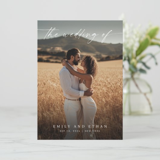 Invitation Elegant Boho Rustic QR Code Mariage photo (Debout devant)