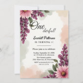 Invitation Elégant Boho rustique aquarelle Floral 1er anniver (Devant)