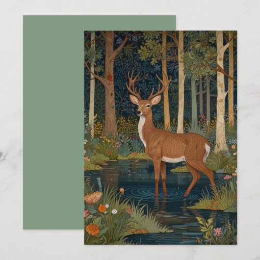 Invitation Élégant boho rustique cerf forestier (Devant / Derrière)