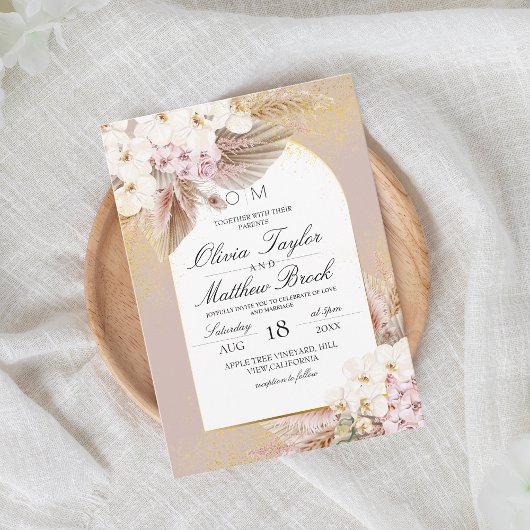 Invitation Elégant Boho Rustique Floral Mariage