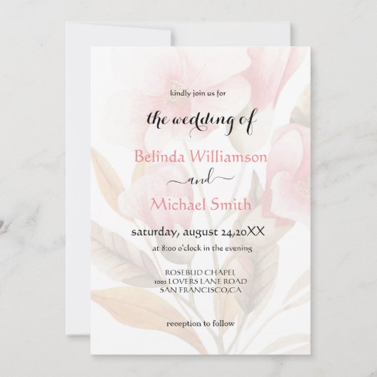 Invitation Élégant Boho Rustique Mariage Floral (Devant)