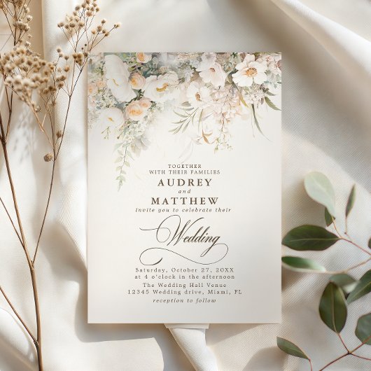 Invitation Élégant Boho Rustique Mariage Floral