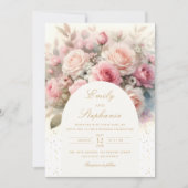 Invitation Élégant Boho Spring Blush Floral Mariage (Devant)