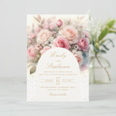 Invitation Élégant Boho Spring Blush Floral Mariage (Debout devant)