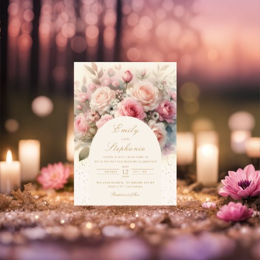 Invitation Élégant Boho Spring Blush Floral Mariage