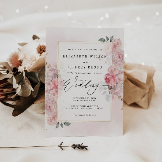 Invitation Elégant Boho Spring Blush or Floral Mariage