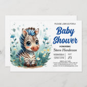 Invitation Elegant Boho Surprise Zebra Boy Baby shower (Devant / Derrière)