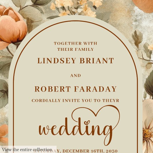 Invitation Elegant Boho Terra Cotta Ivory Sage Floral Wedding