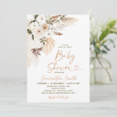 Invitation Elégant Boho Terracota Baby shower de fleurs blanc (Debout devant)