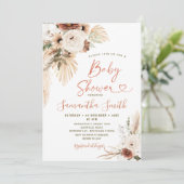 Invitation Elégant Boho Terracota Baby shower floral blanc (Debout devant)