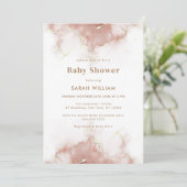 Invitation Elégant Boho Terracotta Agate Baby shower Or (Debout devant)