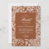 Invitation Élégant Boho Terracotta Line Fleur sauvage d'art (Devant)