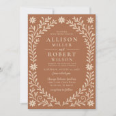 Invitation Élégant Boho Terracotta Mariage floral (Devant)