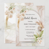 Invitation Elegant Boho Tropical Pampas Grass Bridal Shower (Devant / Derrière)