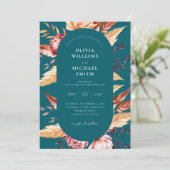 Invitation Élégant Boho Turquoise Chic Floral Mariage (Debout devant)