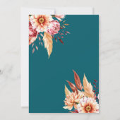 Invitation Élégant Boho Turquoise Chic Floral Mariage (Dos)