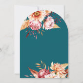 Invitation Élégant Boho Turquoise Chic Floral Mariage (Dos)