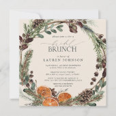 Invitation Élégant Boho vert Citrus automne nuptiale Brunch (Devant)