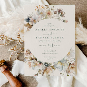 Invitation Élégant Boho Vintage Floral Mariage