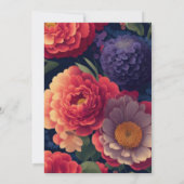 Invitation Élégant boho vintage orange rouge violet fleuri (Dos)