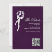 Invitation Élégant Boho violet Roses Floral QR Code Mariage (Dos)