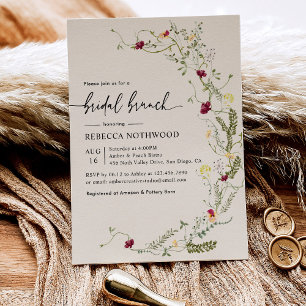 Invitation Elégant Boho Watercolor Fleur sauvage Bridal Brunc