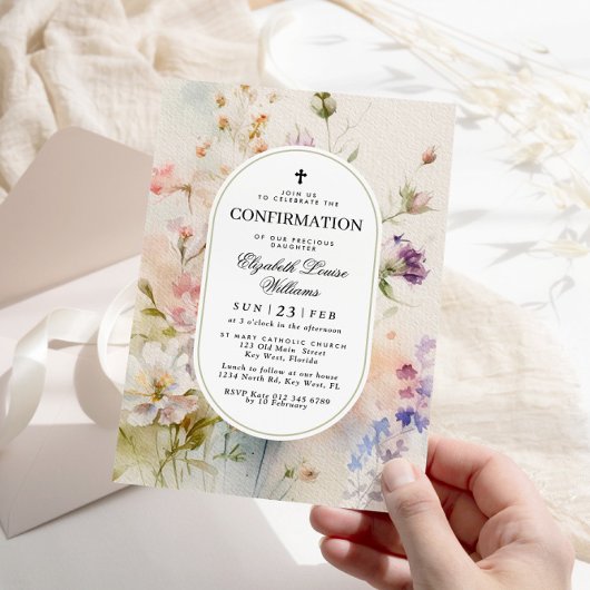 Invitation Elégant Boho Watercolor Fleurs sauvages Confirmati
