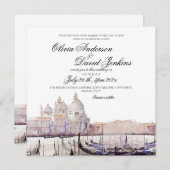 Invitation Elégant Boho Watercolor Venice Script Mariage (Devant / Derrière)