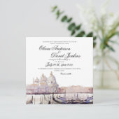 Invitation Elégant Boho Watercolor Venice Script Mariage (Debout devant)