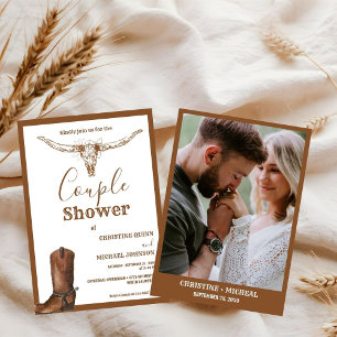 Invitation Élégant Boho Western Cowboy Couple Show
