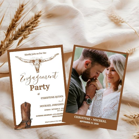 Invitation Elegant Boho Western Cowboy Engagement Party
