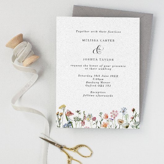 Invitation Elégant Boho Wild Flowers Mariage