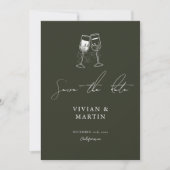 Invitation Élégant Bois d'Olive Vert Save The Date (Devant)
