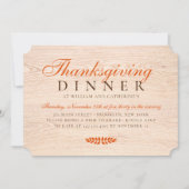 Invitation Élégant bois rustique Feuilles d'automne Thanksgiv (Devant)