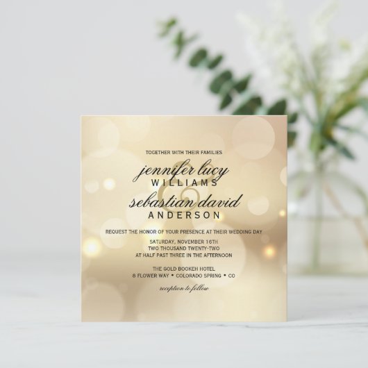 Invitation Elégant Bokeh Bokeh Light Chic Mariage (Debout devant)